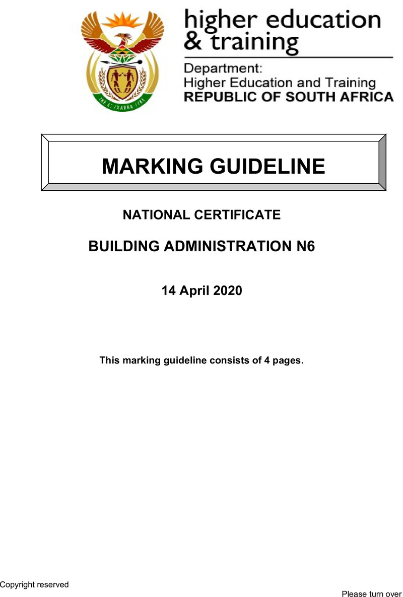 T110 Building Administration N6 Memo April 2020