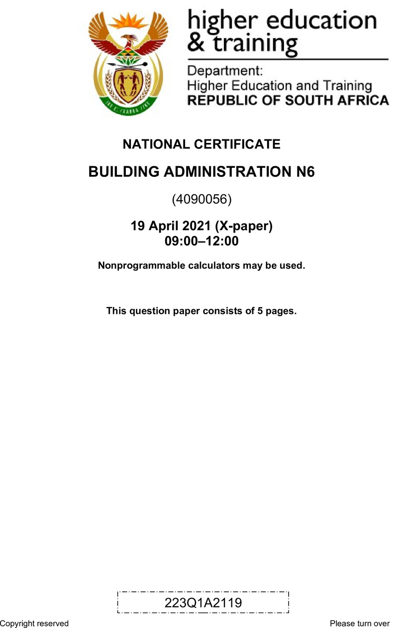 T110 Building Administration N6 QP Apr 2021 preview
