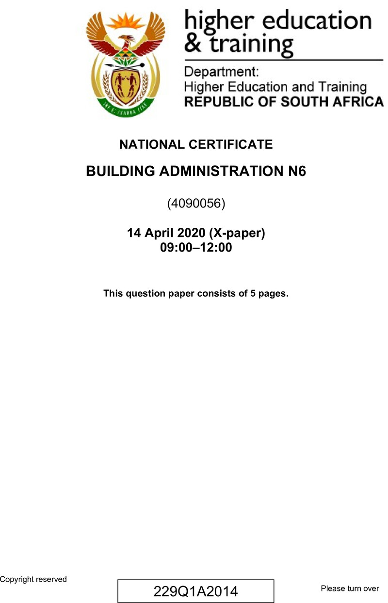 T110 Building Administration N6 QP April 2020 preview