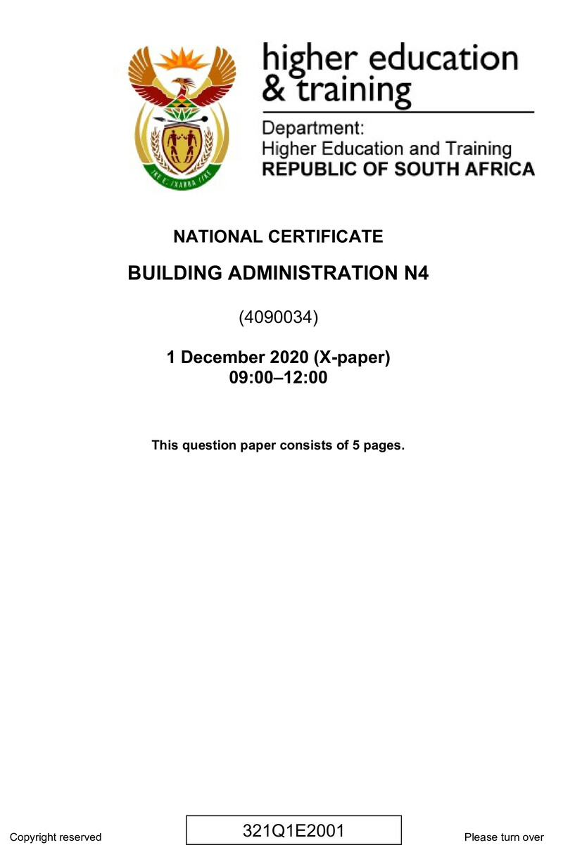 T90 Building Administration QP N4 Aug 2020