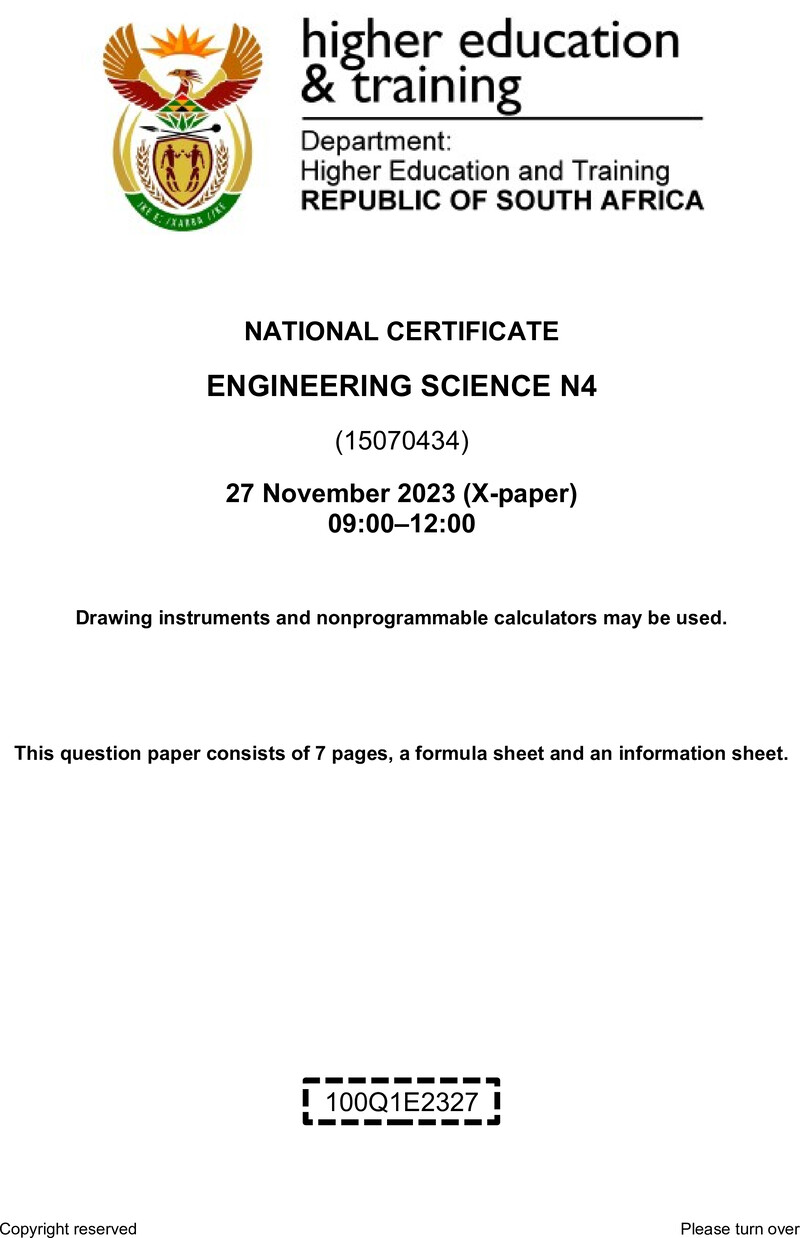T650 Engineering Science N4 Nov QP 2023
