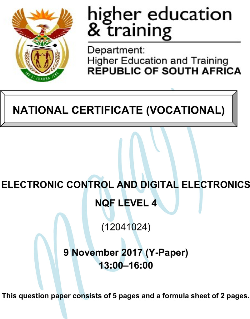 Nc1010 Electronic Control And Digital Electronics L4 Nov QP 2017 Signed Off