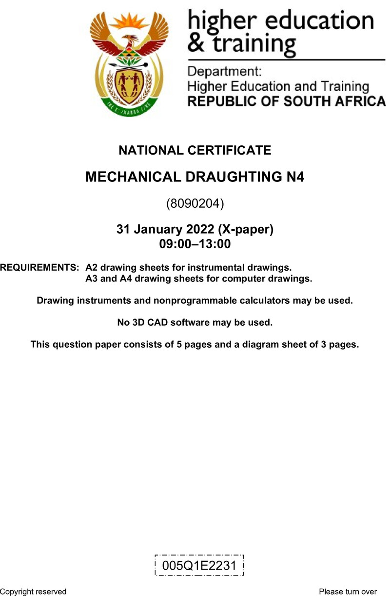 Mechanical Draughting N4 QP April 2022
