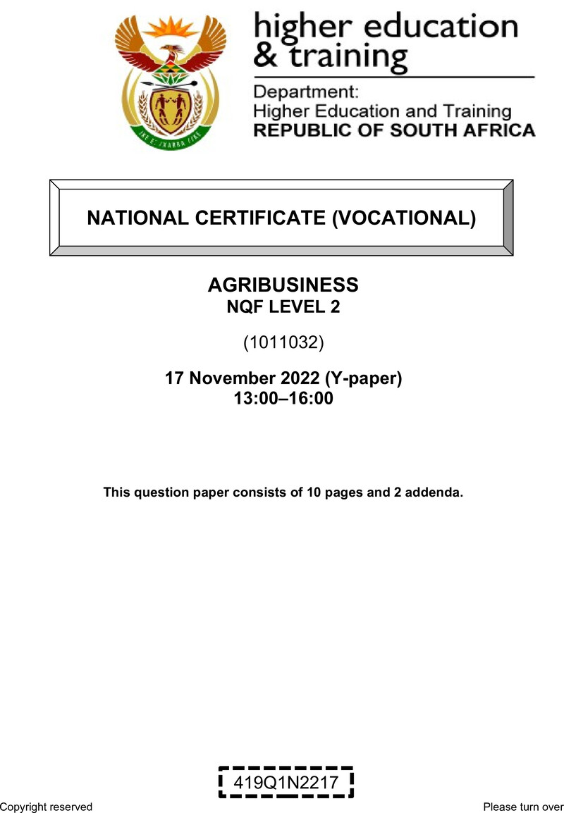Nc110 Agribusiness L2 QP Nov 2022 Signed Off