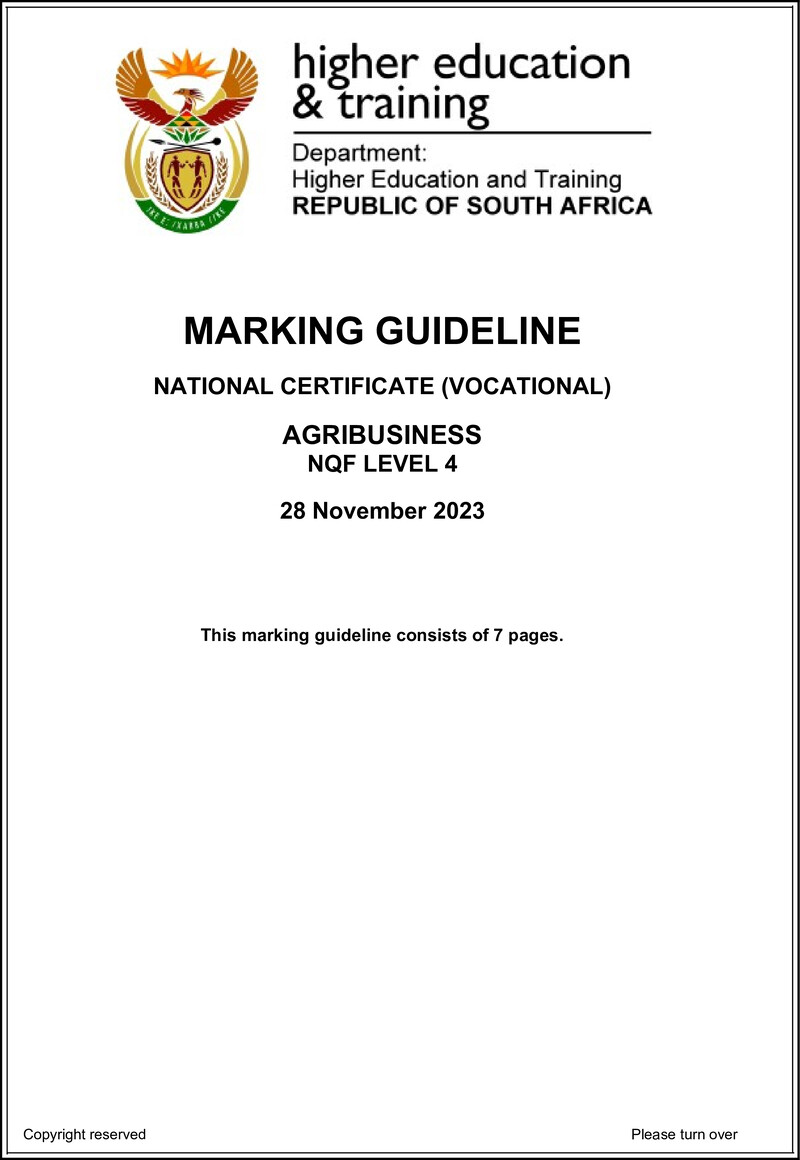 Nc130 Agribusiness L4 Memo Nov Umalusi 2023 Signed Off