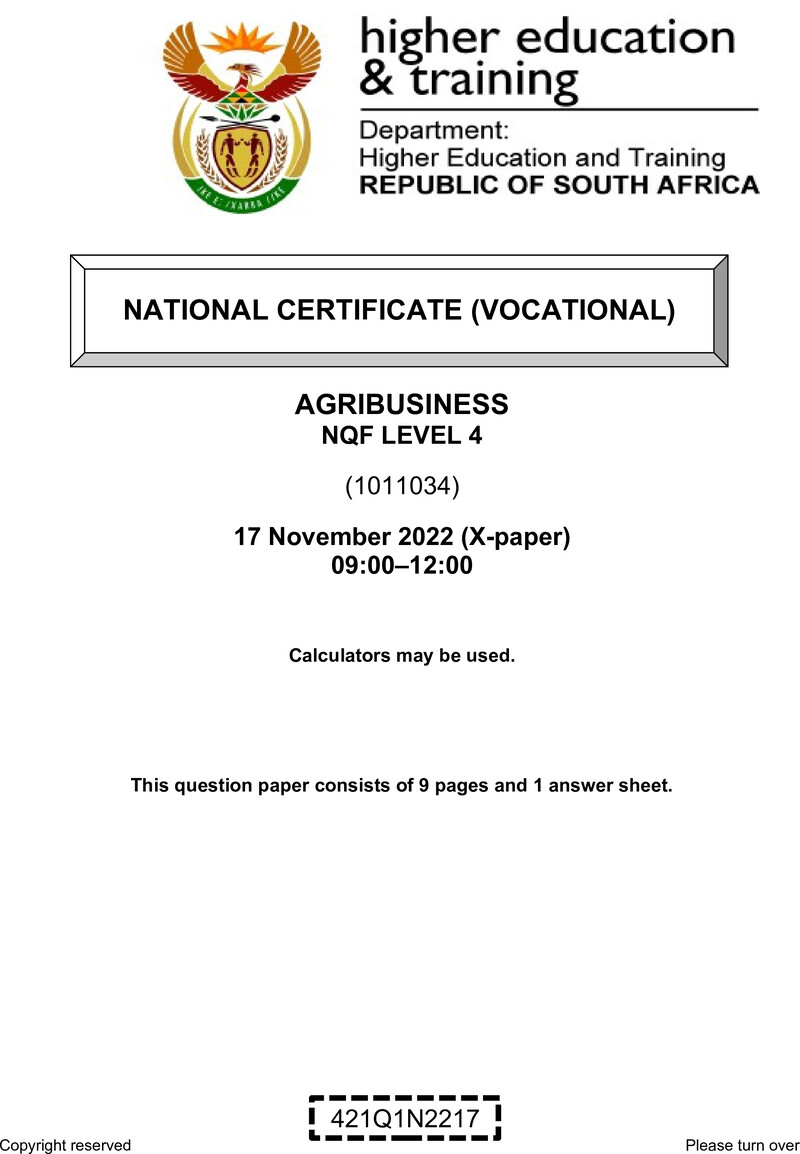 Agribusiness L4 QP Nov 2022 preview