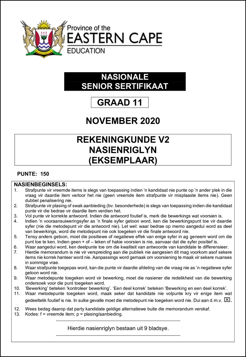 Accn Grade 11 P2 November 2020 Mg Afr