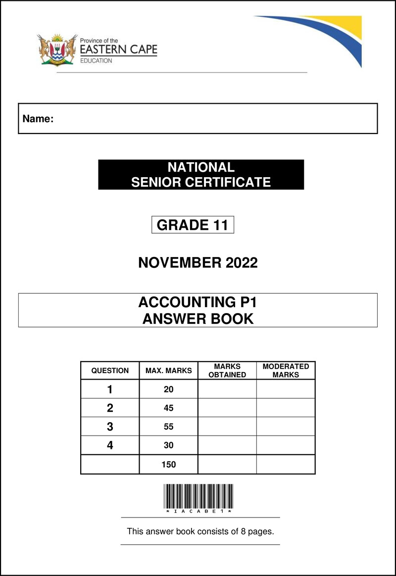 Accounting P1 Gr11 Ab November 2022 Eng