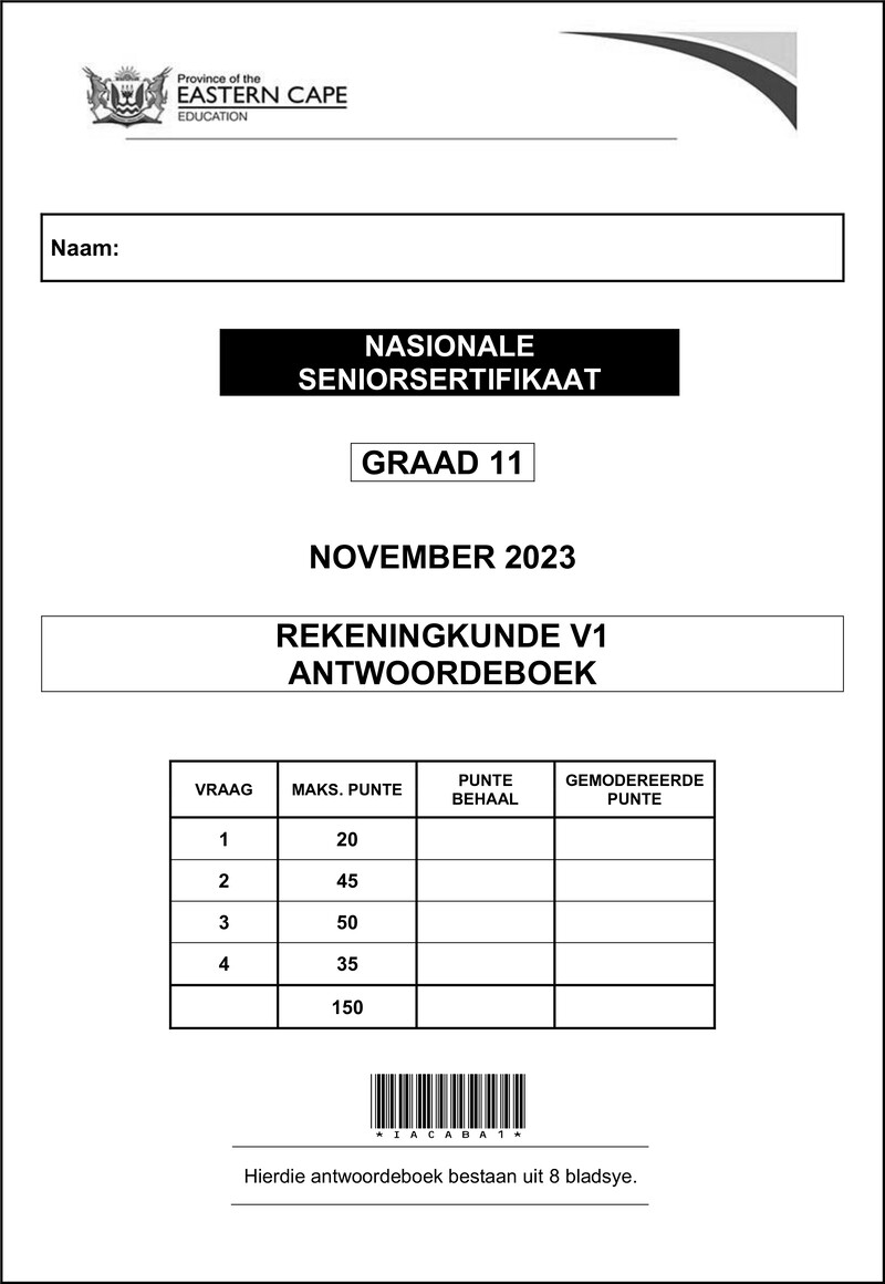 Accounting P1 Gr11 Answerbook November 2023 Afr D
