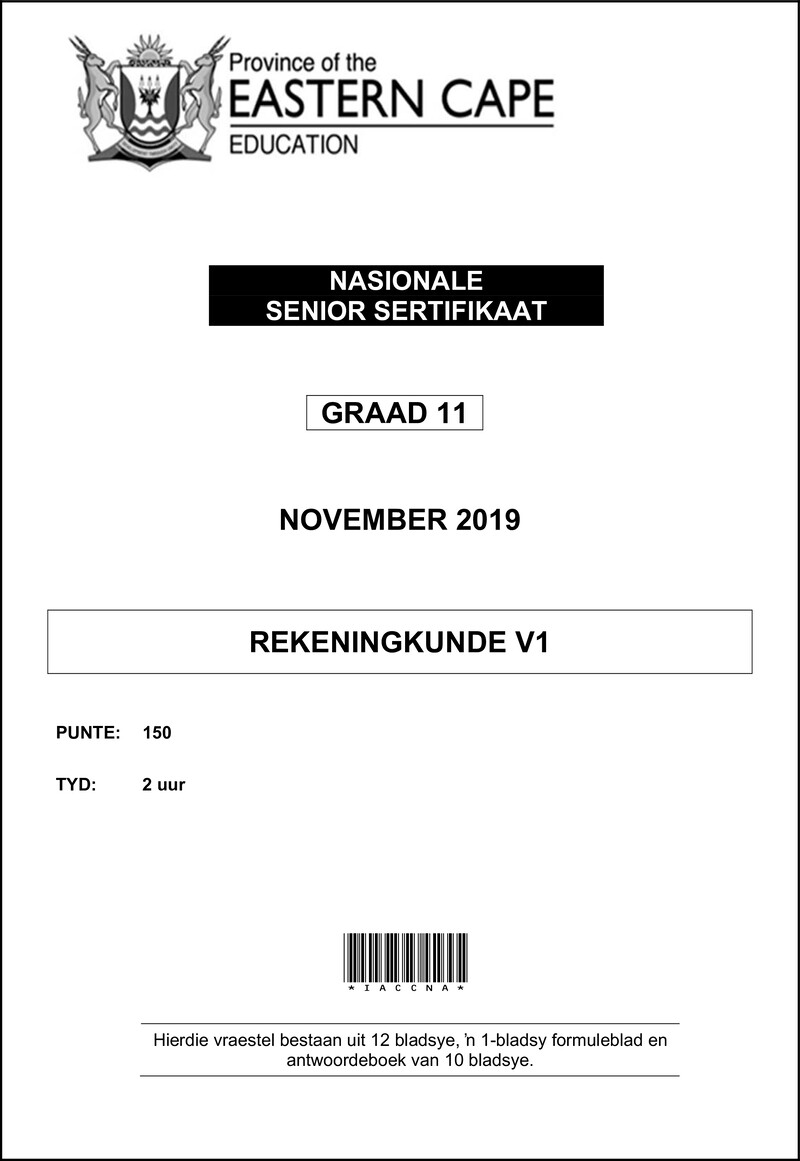 Accounting P1 Gr11 QP November 2019 Afr D