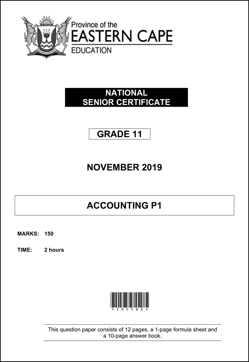 Accounting P1 Gr11 QP November 2019 Eng D