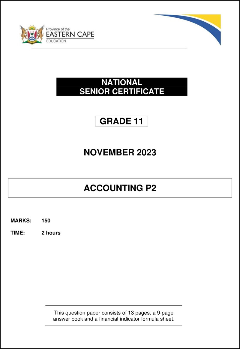 Accounting P2 Gr11 QP Nov2023 Eng