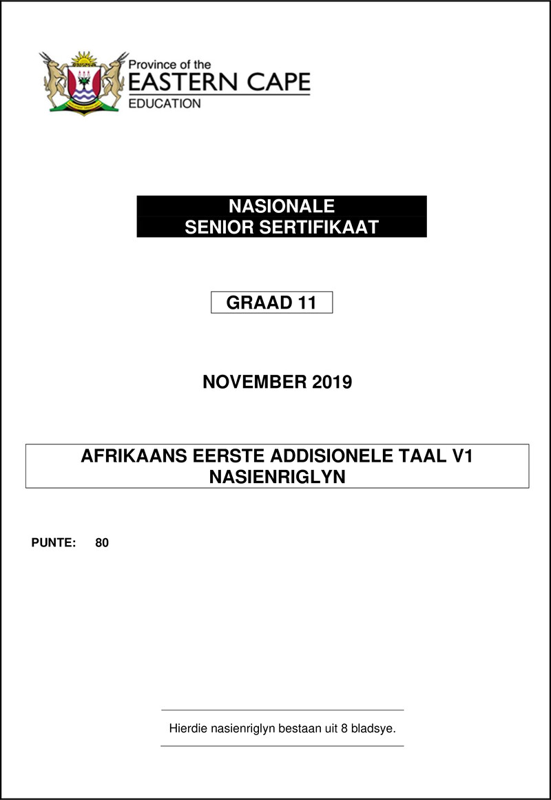 Afr Fal P1 Gr11 Memo Nov2019