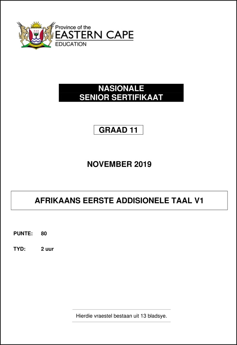 Afr Fal P1 Gr11 QP Nov2019