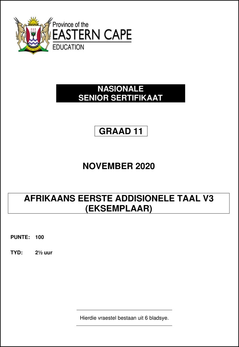 Afr Fal P3 QP Gr11 November 2020