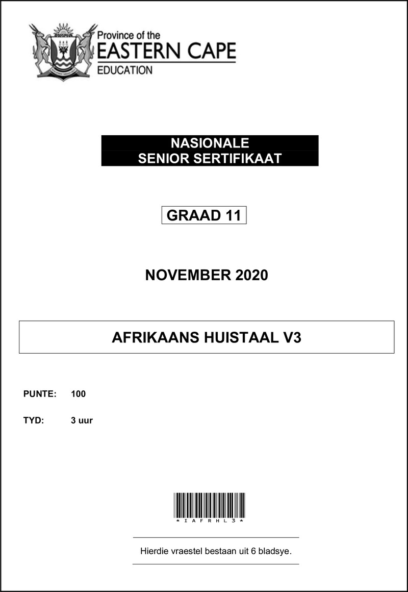 Grade 11 Afrikaans past paper 2020 – afr hl p3 gr11 qp memo nov 2020 d