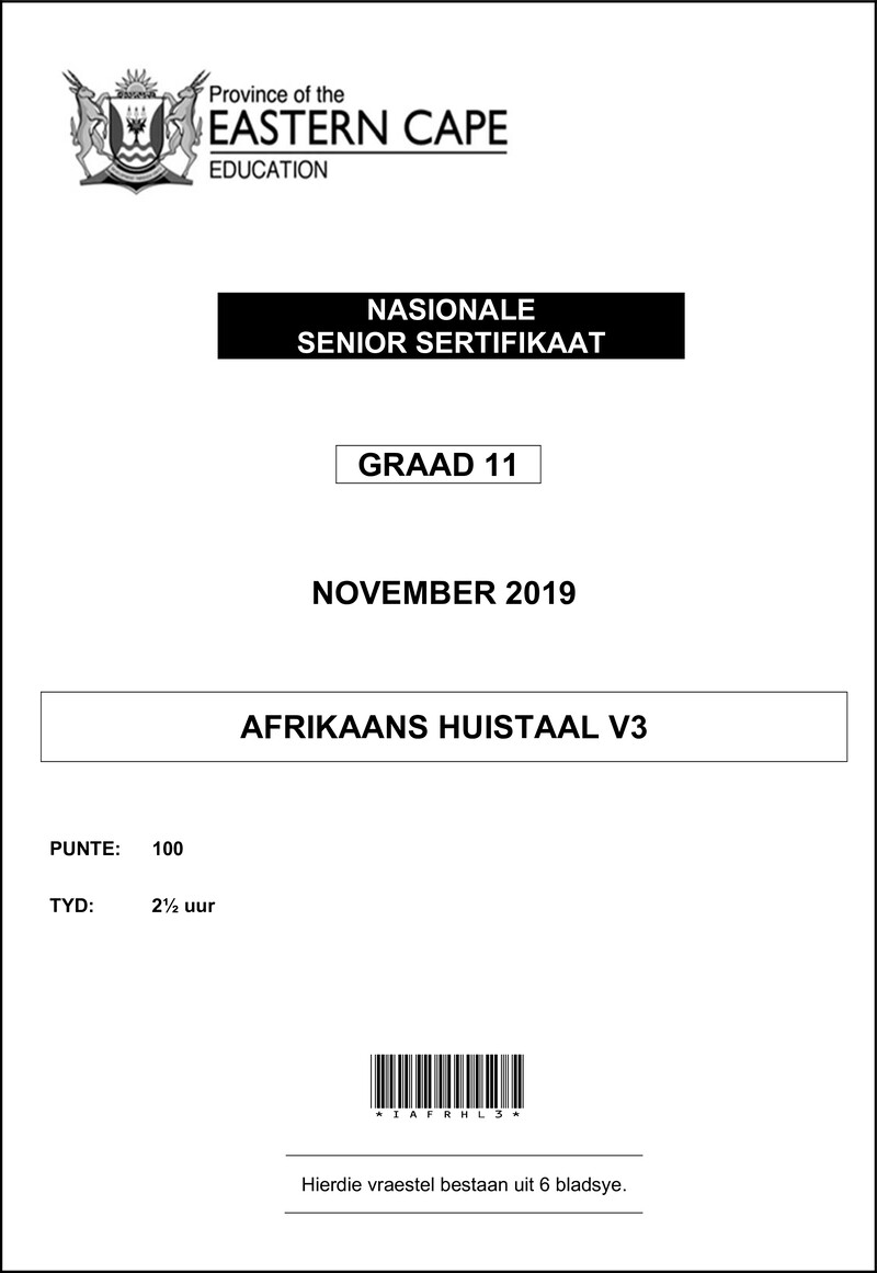 Grade 11 Afrikaans past paper 2019 – afr hl p3 gr11 qp nov 2019 d