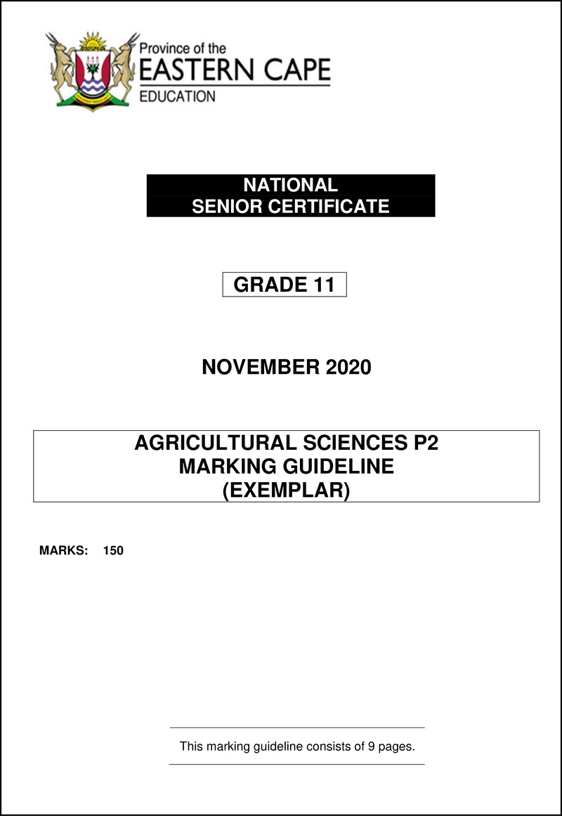 Agric Sc P2 Memo Gr11 Nov 2020 Eng