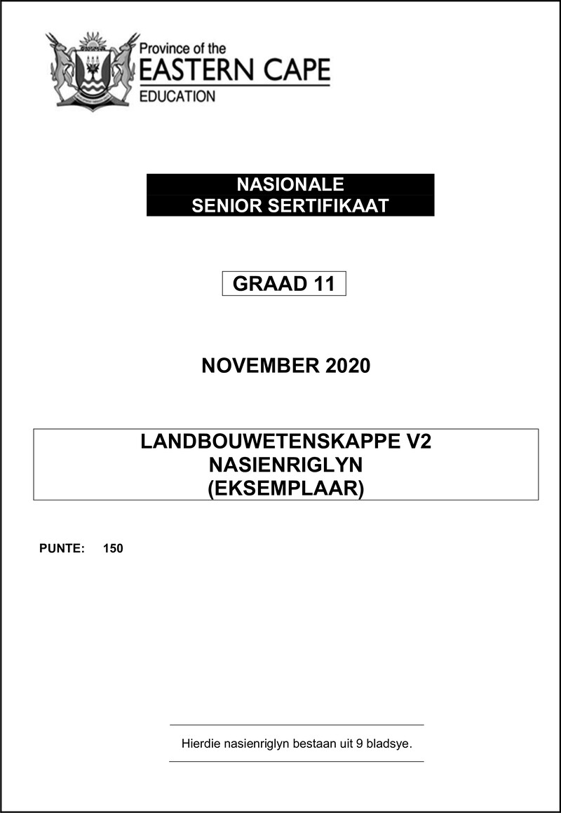 Agric Sc P2 Memo Gr11 Nov2020 Afr D