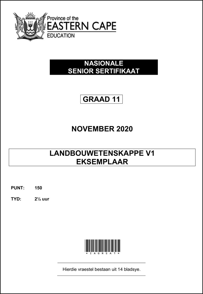 Agric Sciences P1 Gr11 QP Memo Nov2020 Afr D