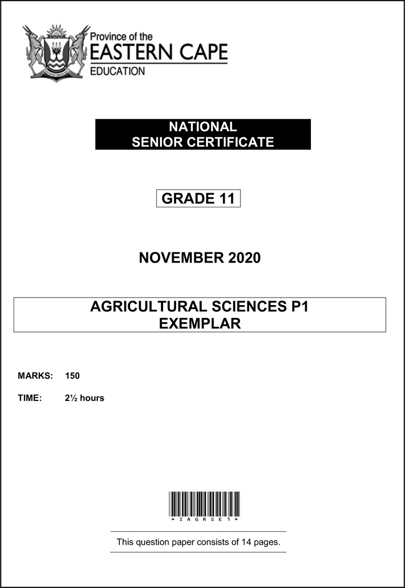 Agric Sciences P1 Gr11 QP Memo Nov2020 Eng D