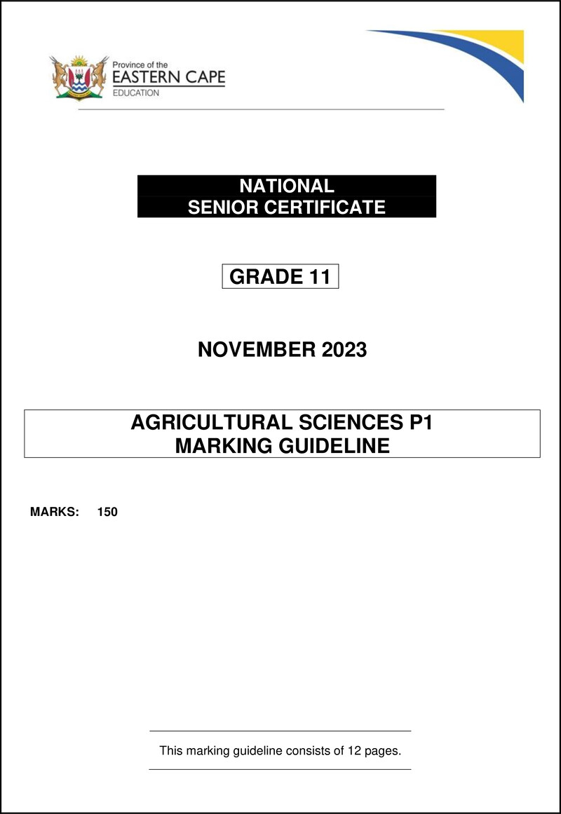 Agric Sciences P1 Memo Gr11 Nov 2023 Eng