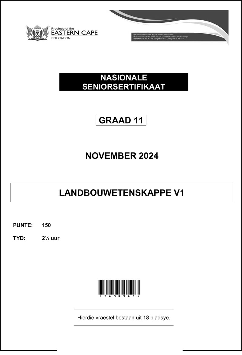 Agric Sciences P1 QP Gr11 Nov 2024 Afr Dd