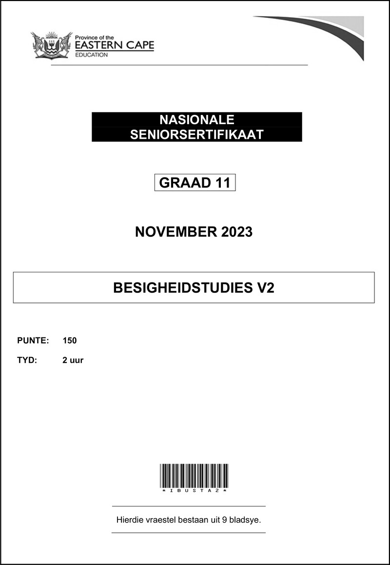 Grade 11 Besigheidstudies past paper 2023 – bus studies p2 gr11 qp nov 2023 afr d