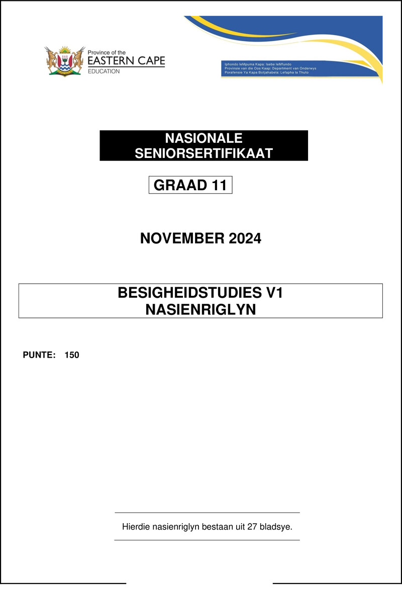 Business Studies P1 Gr11 Memo November 2024 Afr