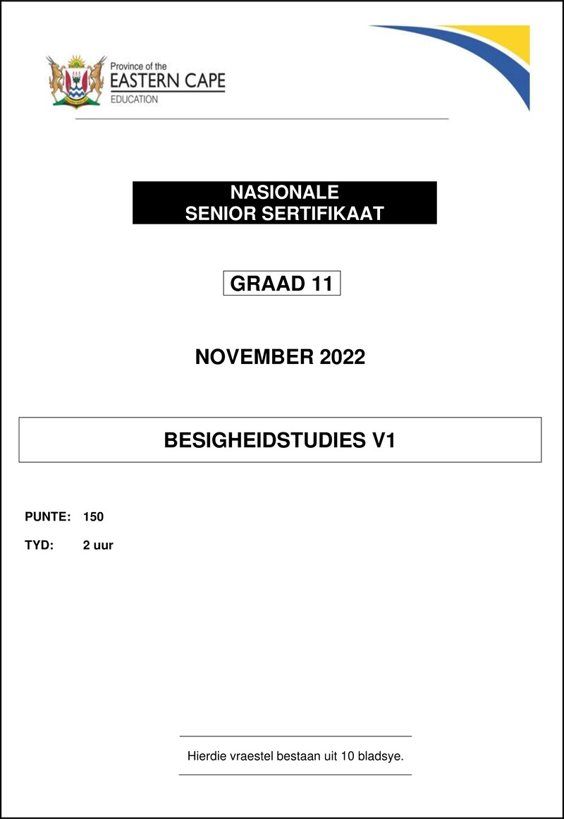 Grade 11 Business Studies past paper 2022 – business studies p1 qp gr11 nov2022 afr