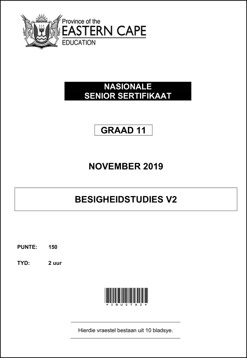 Business Studies P2 QP Gr11 Nov2019 Afr D