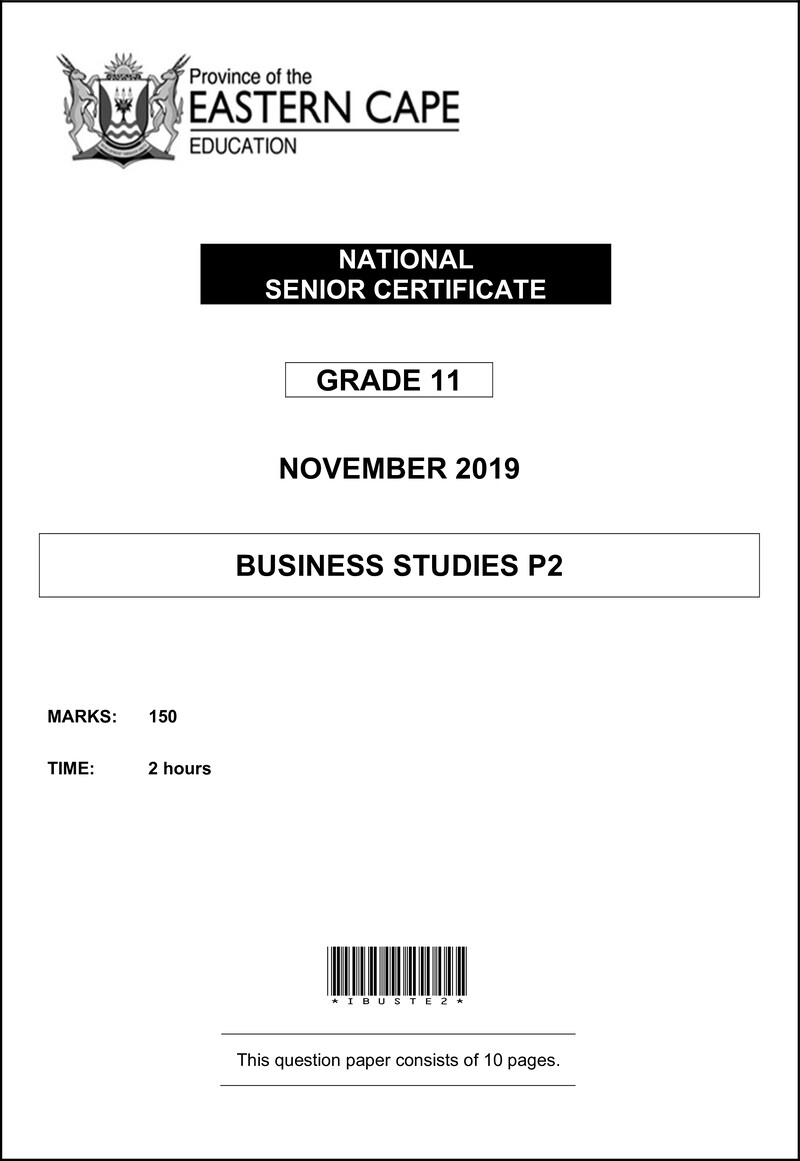 Business Studies P2 QP Gr11 Nov2019 Eng D