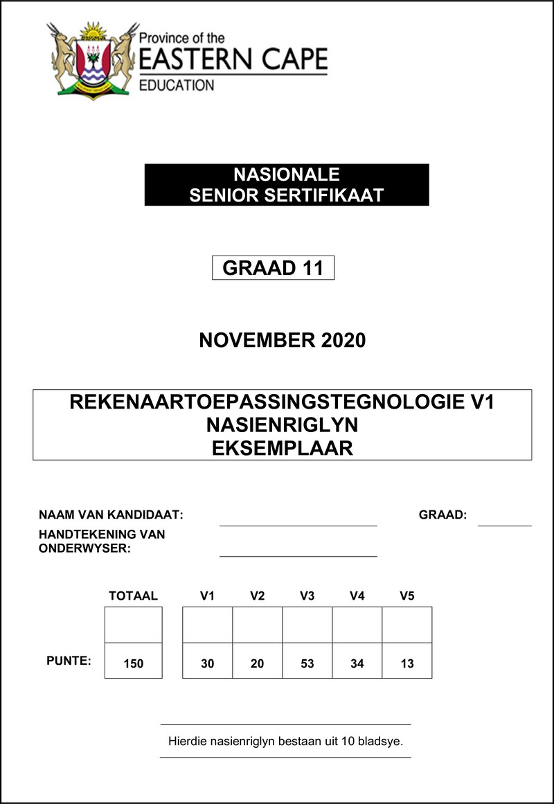 Grade 11 Rekenaartoepassingstegnologie past paper 2020 – cat p1 memo gr11 nov 2020 afr docx