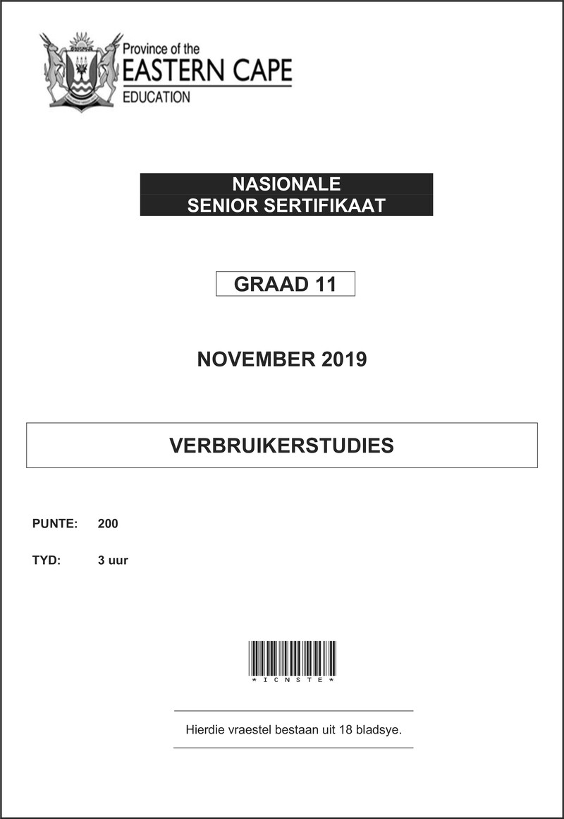 Cons Studies QP Gr11 Nov 2019 Afr D