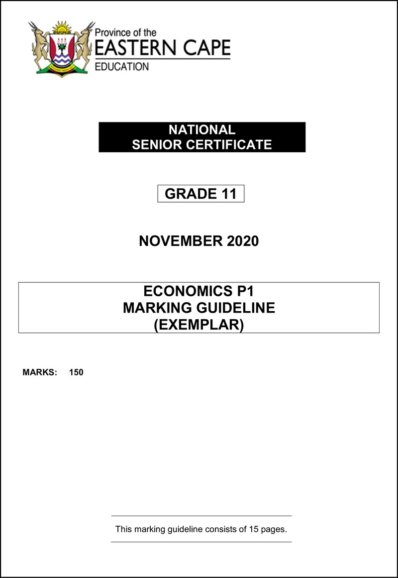 Grade 11 Economics past paper 2020 – econ p1 gr11 memo nov 2020 f