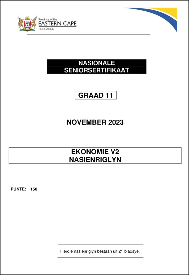 Economic P2 Gr11 Memo Nov2023 Afr