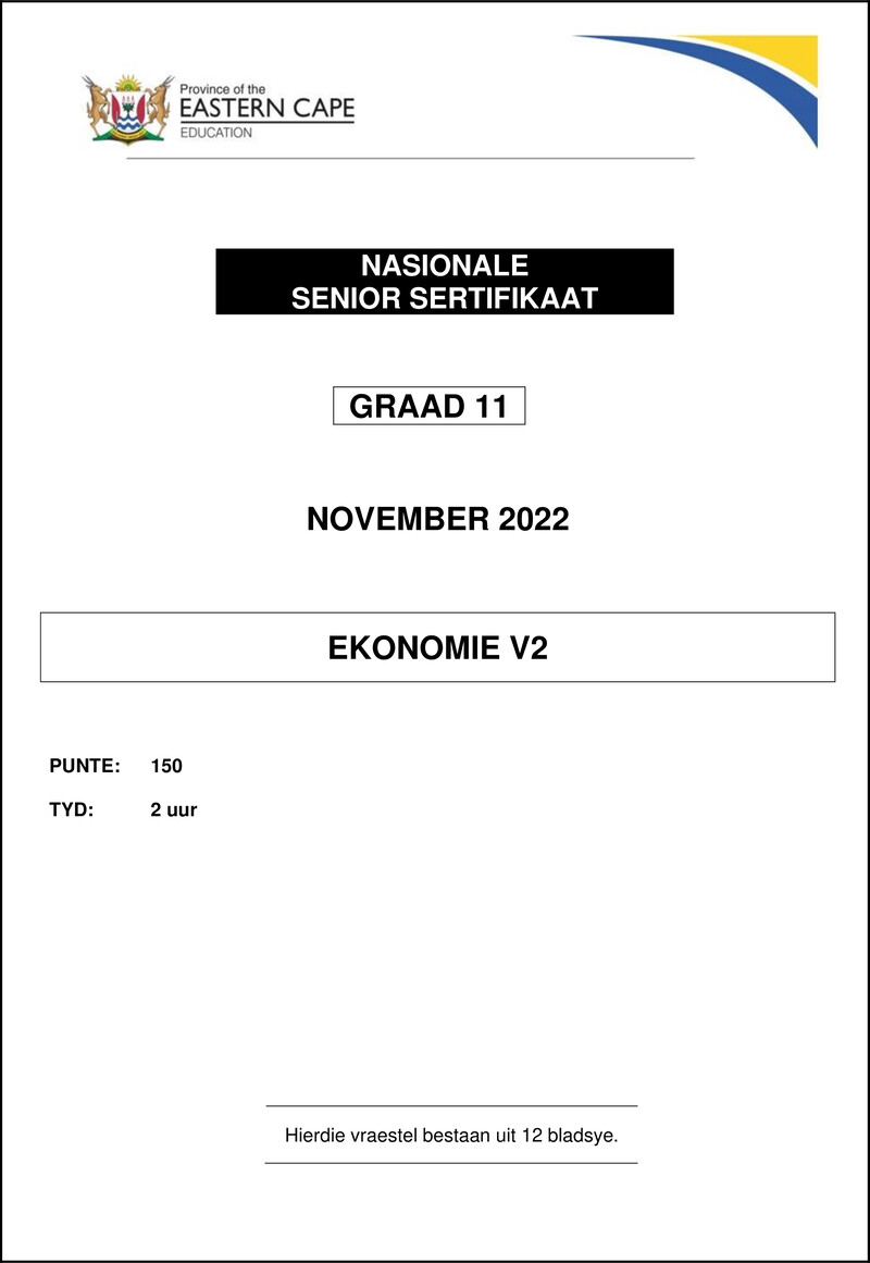 Economics P2 Gr11 QP Nov2022 Afr