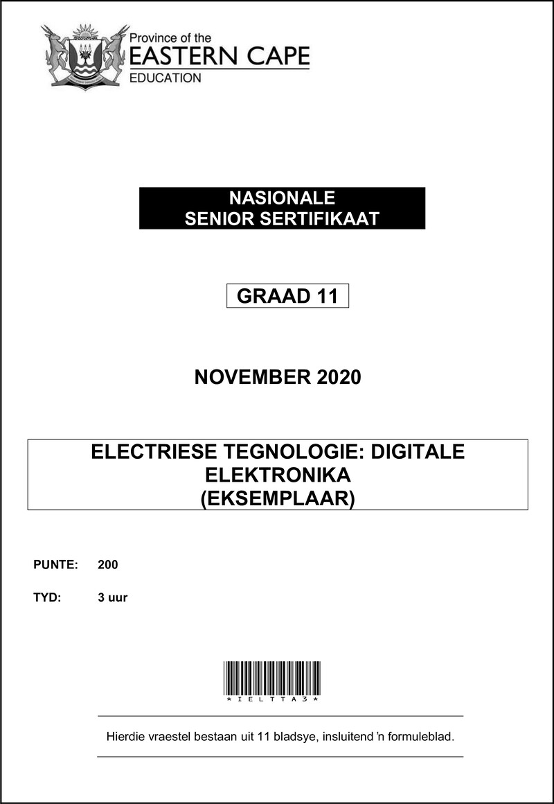 Grade 11 Elektriese Tegnologie past paper 2020 – elec tech gr11 qp nov2020 digital afr d
