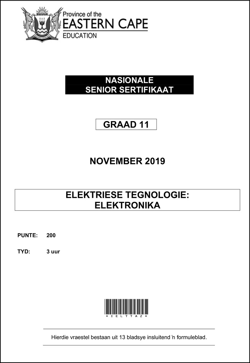 Elec Tech QP Nov 2019 Electronics Afr D