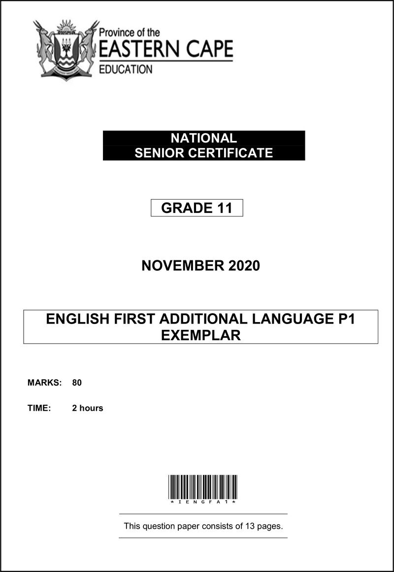 Eng Fal P1 Gr11 QP Memo Nov2020 Dd