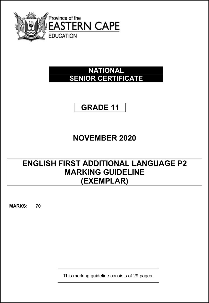 Eng Fal P2 Gr11 Memo Nov2020 D