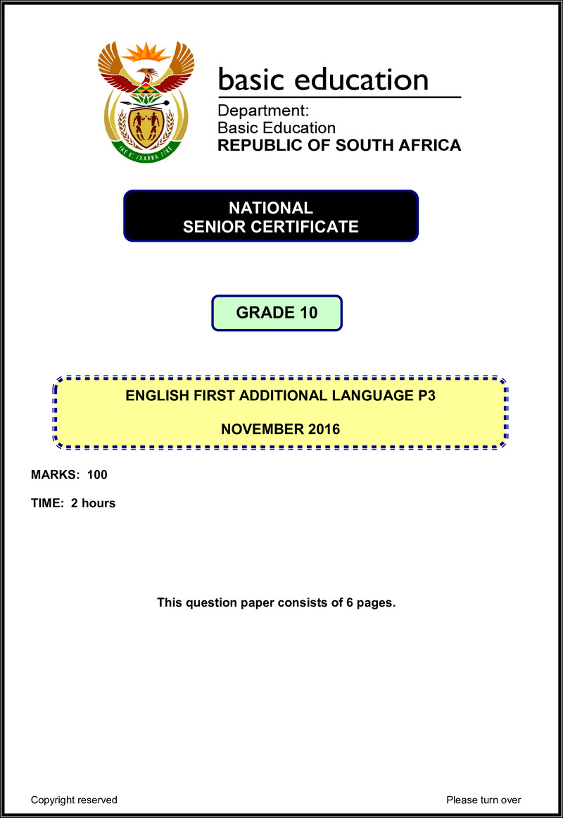 Eng Fal P3 Grade 10 Nov 2016