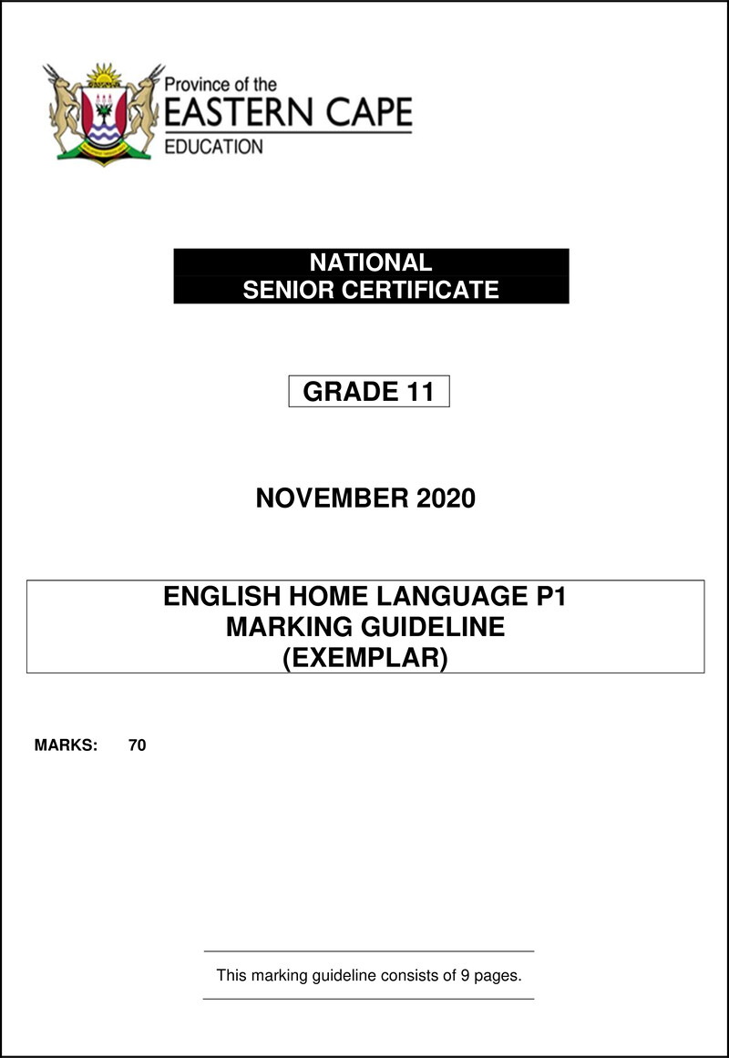 Eng Hl P1 Gr11 Memo Nov2020