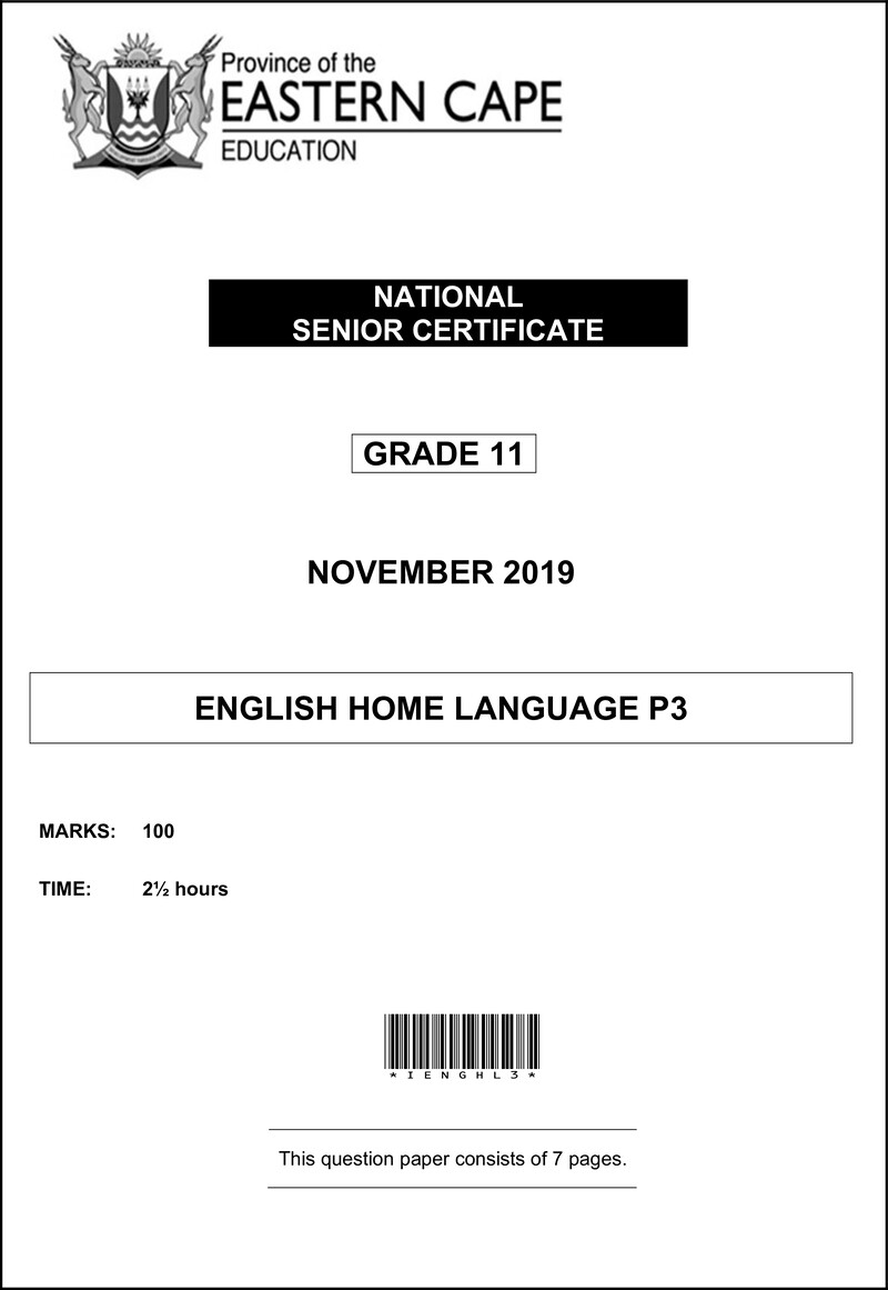 Grade 11 English past paper 2019 – enghl p3 gr11 qp nov 2019 final d