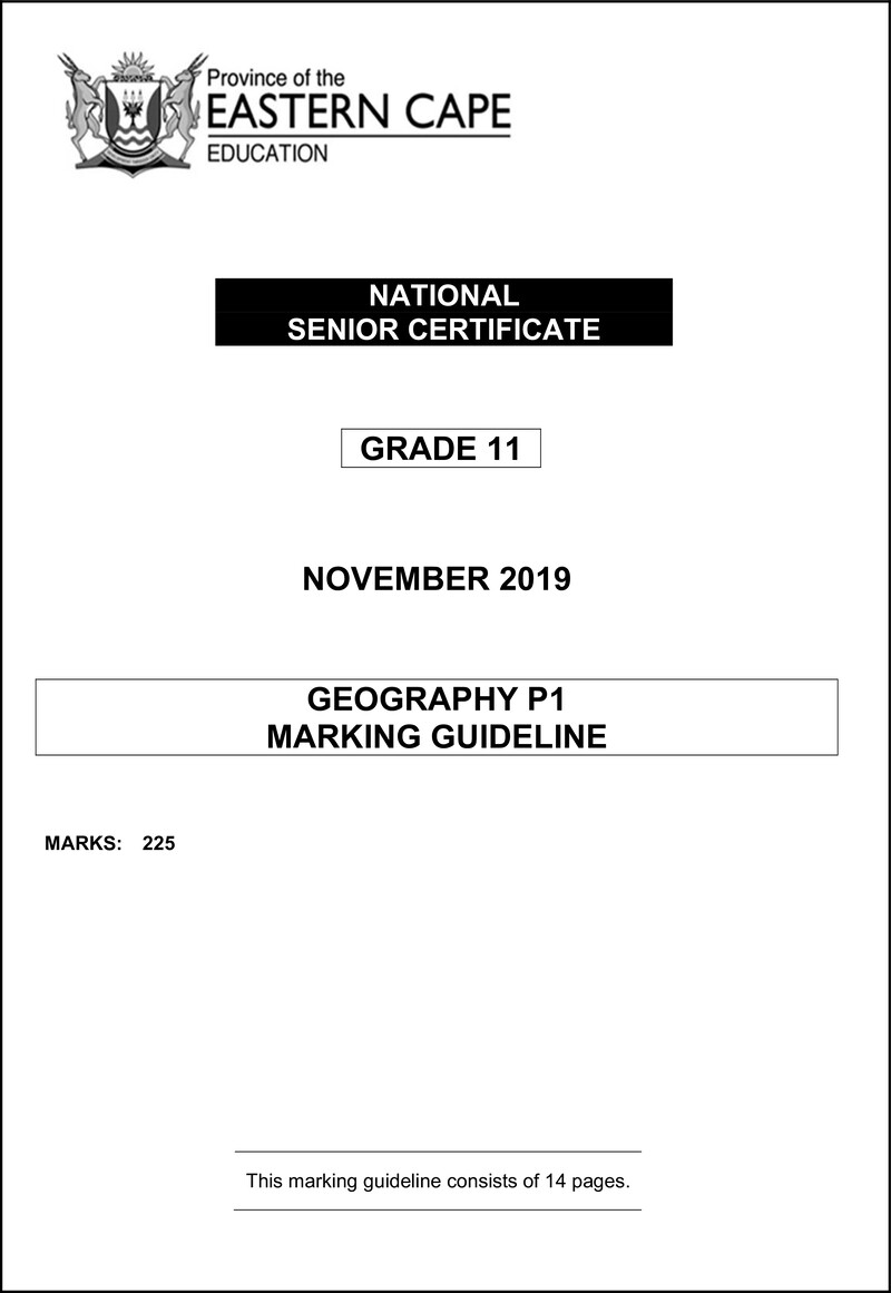 Geography P1 Gr11 Memo Nov2019 Eng D