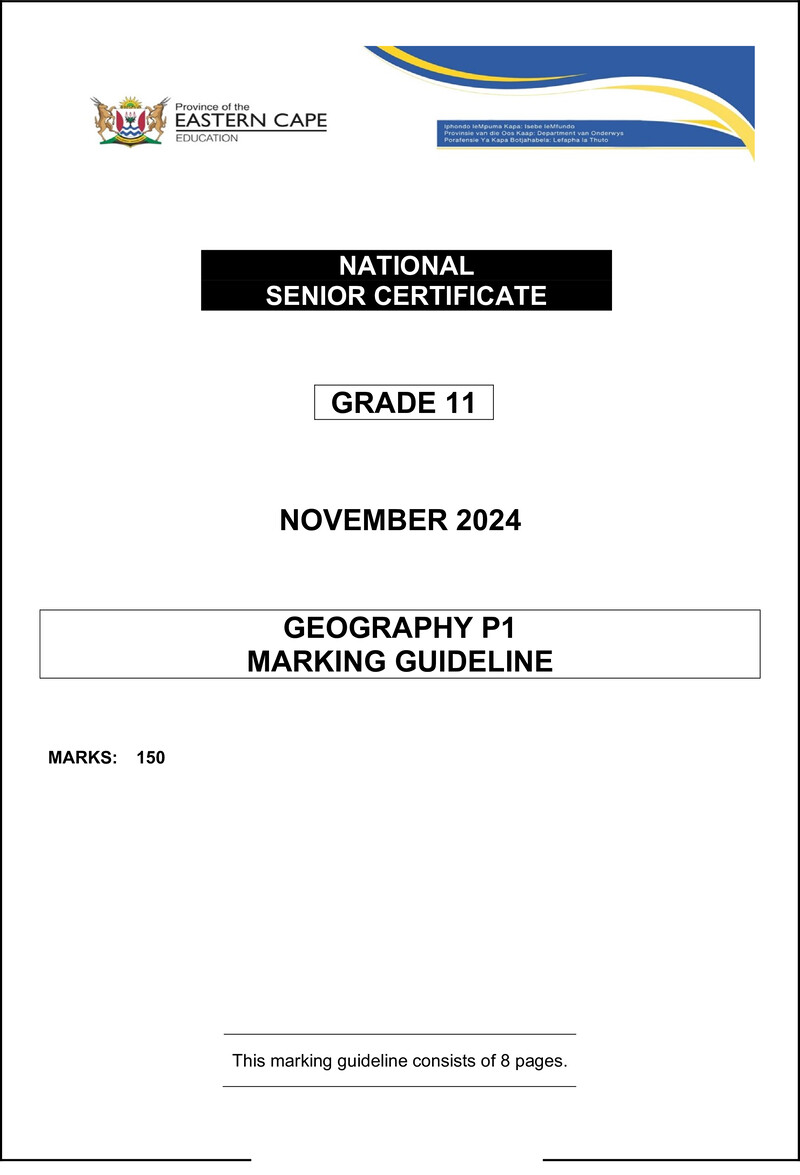 Geography P1 Memo Gr11 Nov 2024 Eng