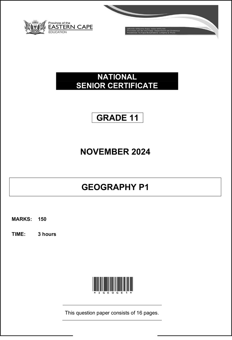 Geography P1 QP Gr11 Nov 2024 Eng D
