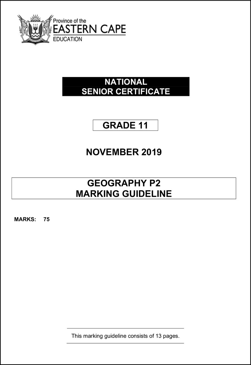 Geography P2 Memo Gr11 Nov 2019 Eng D