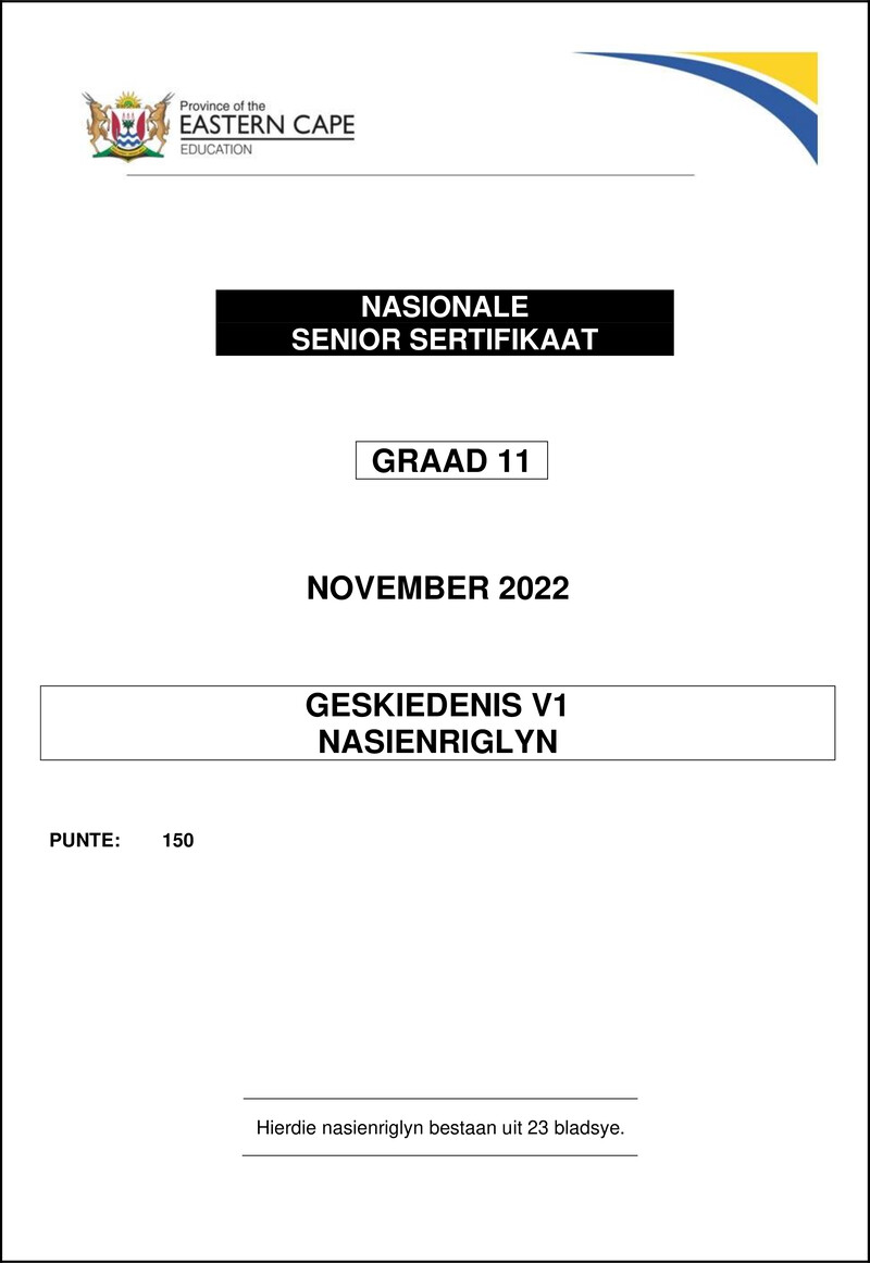 History P1 Gr11 Memo Nov 2022 Afr