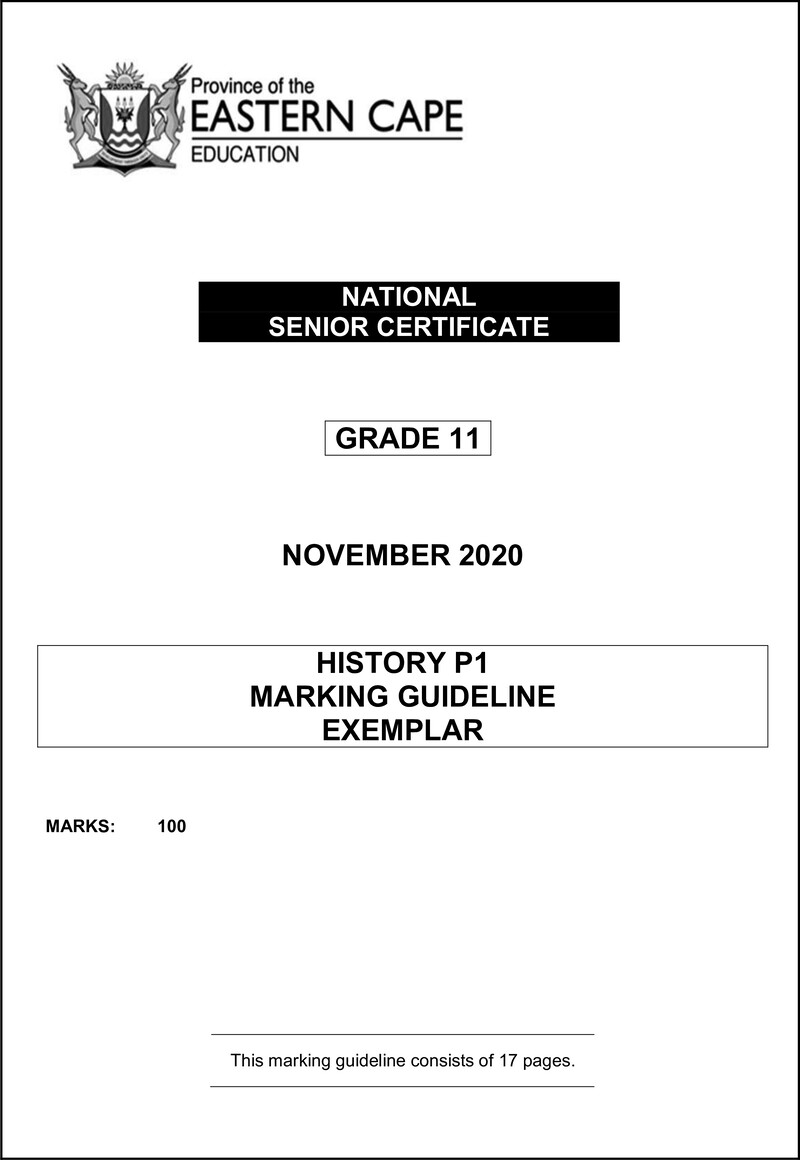 History P1 Gr11 Memo Sept 2020 Eng D